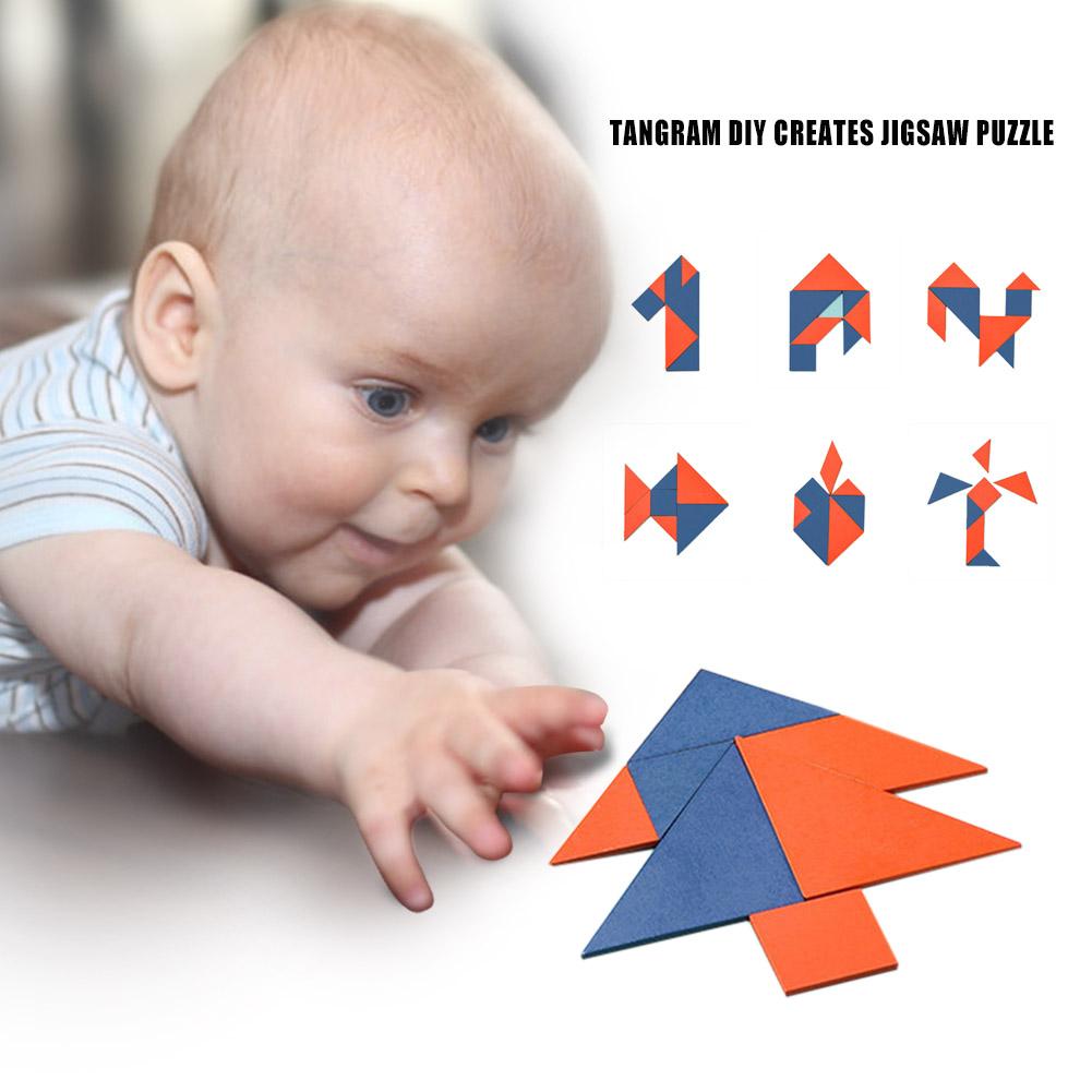 2 Sets Van Jigsaw Puzzletoy Kinderen Onderwijs Voordeel Intellectuele Puzzel Onderwijs Aid Tangram Diy Houten Puzzel