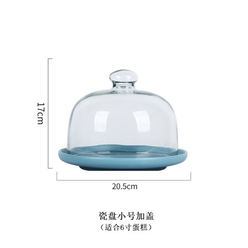 Creatieve Keramiek Cake Pan Glas Cover Dessert Display Lade Cake Decorating Gereedschap Cake Stand Set Kitchen Aid Accessoires: Q