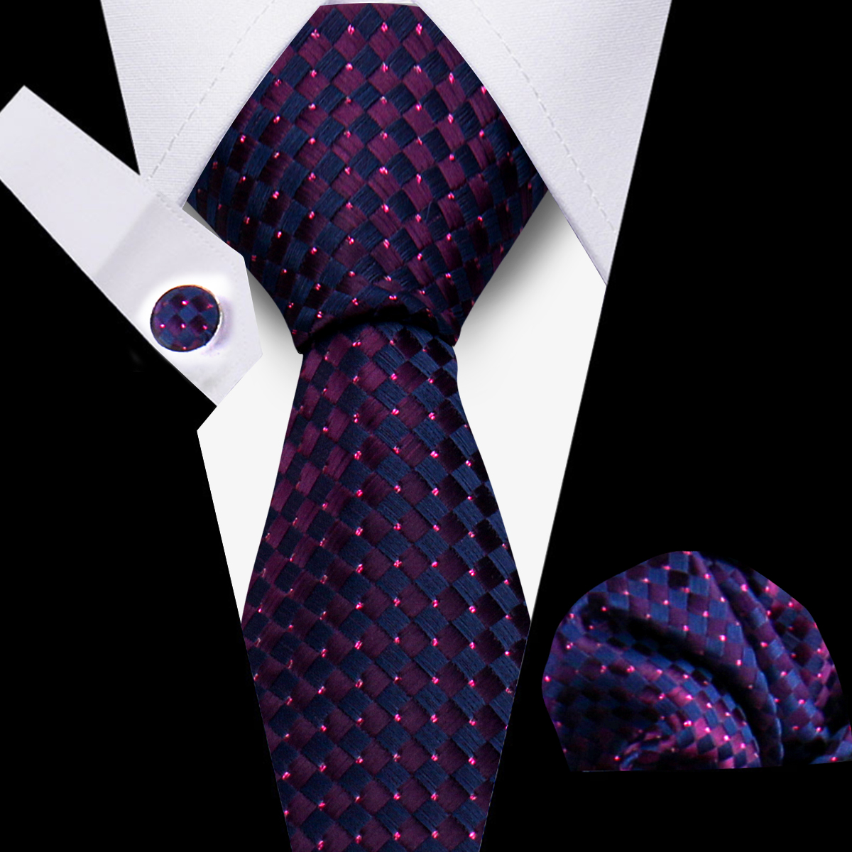 Homens gravatas gravata lenços clássicos xadrez gravata abotoaduras para homens blusa negócios acessórios de casamento mulher colar homem presente: Azul