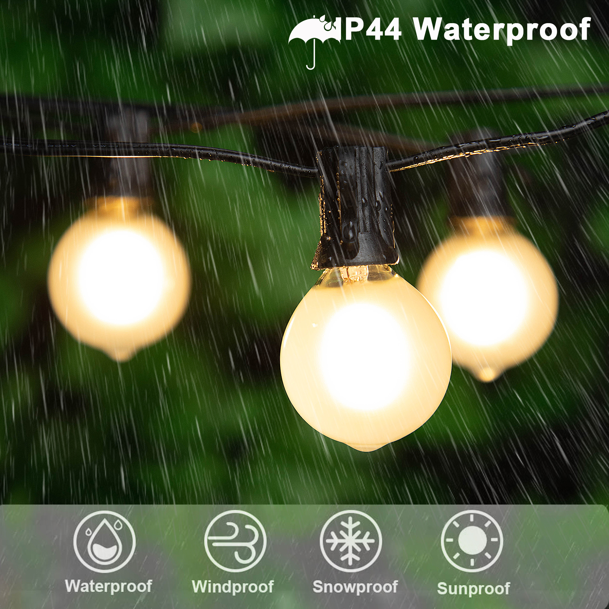 65ft Fee Outdoor Lichterketten g40 LED gefrostete weiße Glühbirnen dimmbar anschließ bar wasserdicht Garten Dekor Girlande leichte Kette