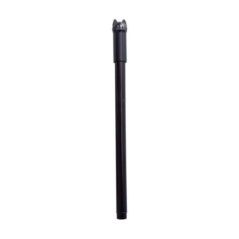 1PC Kawaii lindo tinta negra, pluma de Gel con de gato 0,5 mmCartoon de plástico bolígrafos de Gel para escribir la escuela, la Oficina suministros de papelería: Negro