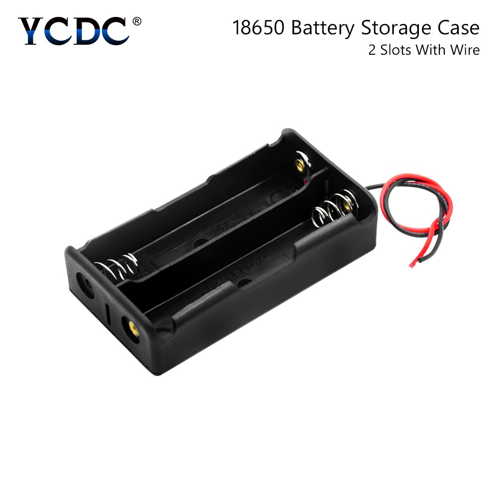 YCDC 1X2X3X4X18650 Batterij Case Houder 3.7V Plastic Batterij Storage Box Case houder Leads met Opbergdoos Met Wire Lead: 2Pcs