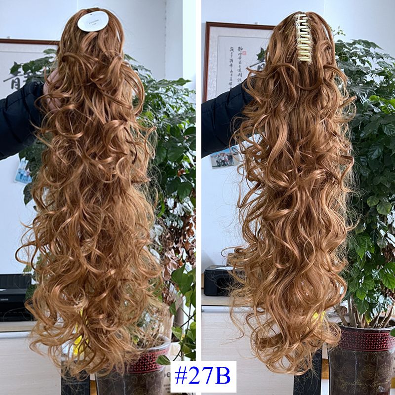 Luxury for Braiding 76cm 210g Long Wavy High Temperature Fiber Synthetic Hair Pieces Claw Clip Ponytail Extensions for Women