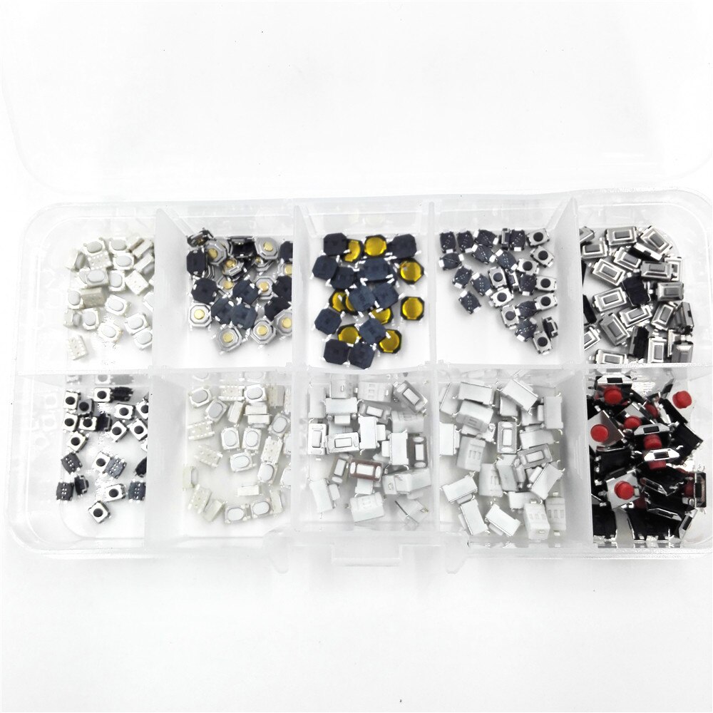 elektronischer Schalter 10 Arten SMD Micro Tactile Push Button Switch Sortiment Kit Auto-Fernbedienungsschlüssel Button Touch Switch 250Pcs