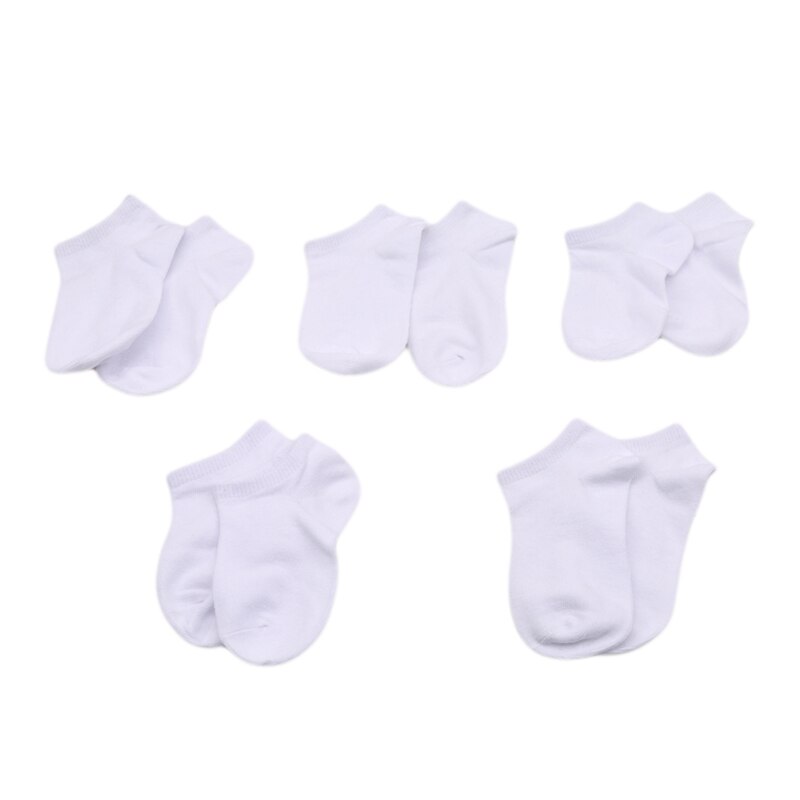 5 Paare/los Baby Weiß Kind Kurze Socken Frühling Stil Solide Dünne, Weiche Baumwolle freundlicher Für Jungen Mädchen Sport Studenten Socken