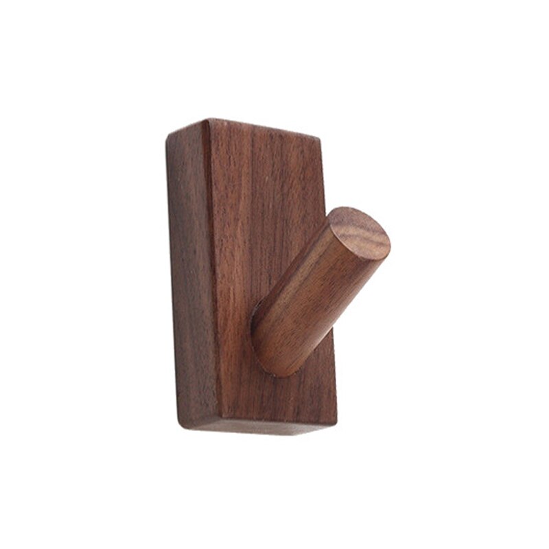 Houten kapstok natuurlijke houten kledinghanger kledingtas hoedenhanger koptelefoon sleutelhanger huisdecoratie hal wandhaak: Zwarte walnoot