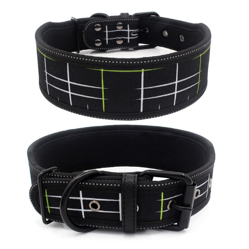 10 kleuren reflecterende puppy grote halsband met gesp verstelbare huisdierhalsband voor kleine, middelgrote en grote honden Pitbull-riem hondenketting: L / YELLOW