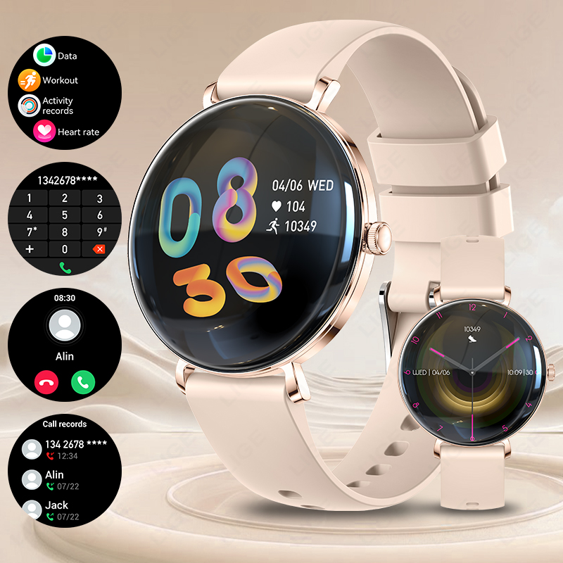 2025 Nowa moda Inteligentny zegarek Kobiety 1.43 '' AMOLED HD Wyświetlacz Bluetooth Połączenie Tętno Kobiety Zdrowie sport Kobiety Smartwatch Mężczyźni: zielony