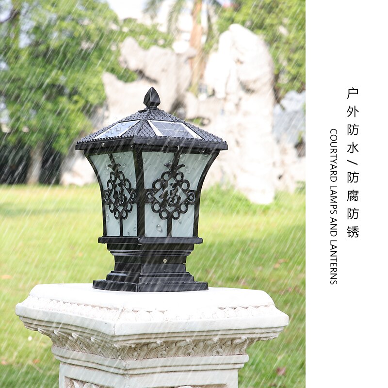 D200 Solar energy pillar lamp outdoor waterproof garden lamp household gate post wall lamp garden villa outdoor gate lamp