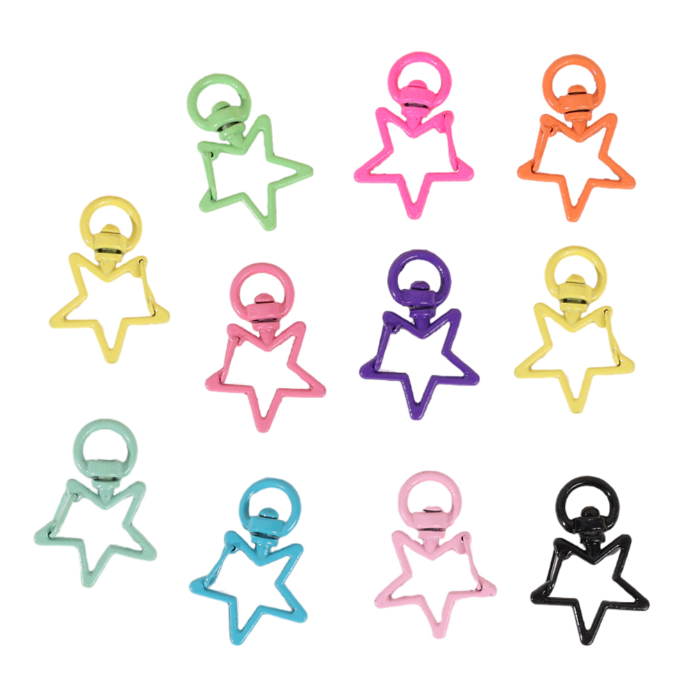 Llavero con forma de estrella, ganchos con cierre de langosta, Clips de gatillo, hebillas para hacer joyería DIY, llaveros de rotación dorados y plateados, accesorios: S / Verde