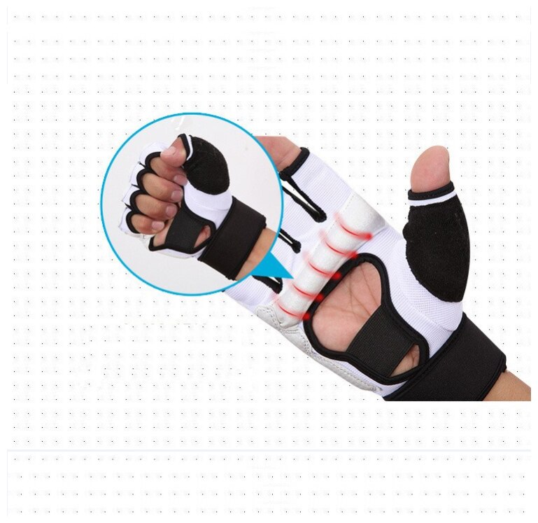 Guanti Taekwondo di alta qualità protezioni per le mani cuscinetti spaventosi karatè MMA boxe muay tailandese nero bianco Taekwondo mani protezioni Ingranaggio