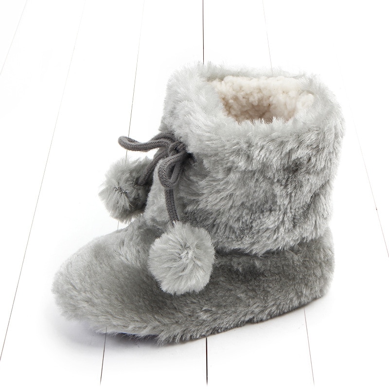 Autumn winter baby boot keep warm Artificial hair ball Newborn baby boot soft toddler baby girls boys booties