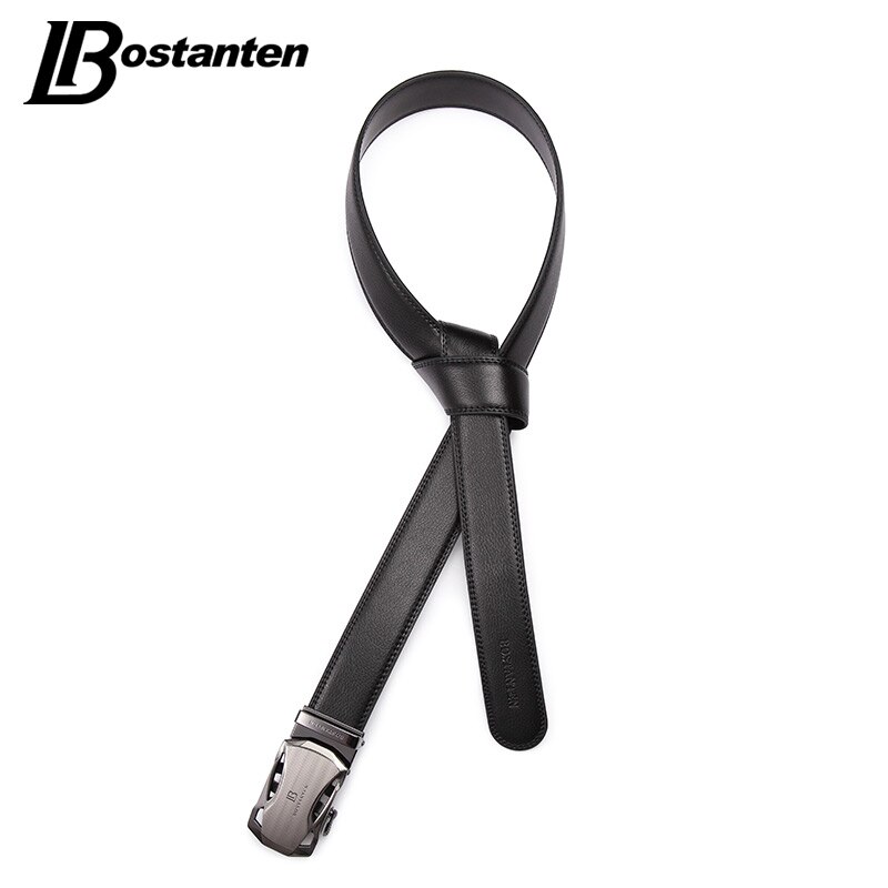 BOSTANTEN mannen Riem Koe Lederen Riemen Mode Automatische Gesp Zwart Lederen Riemen voor Mannen 3.4 cm Breedte