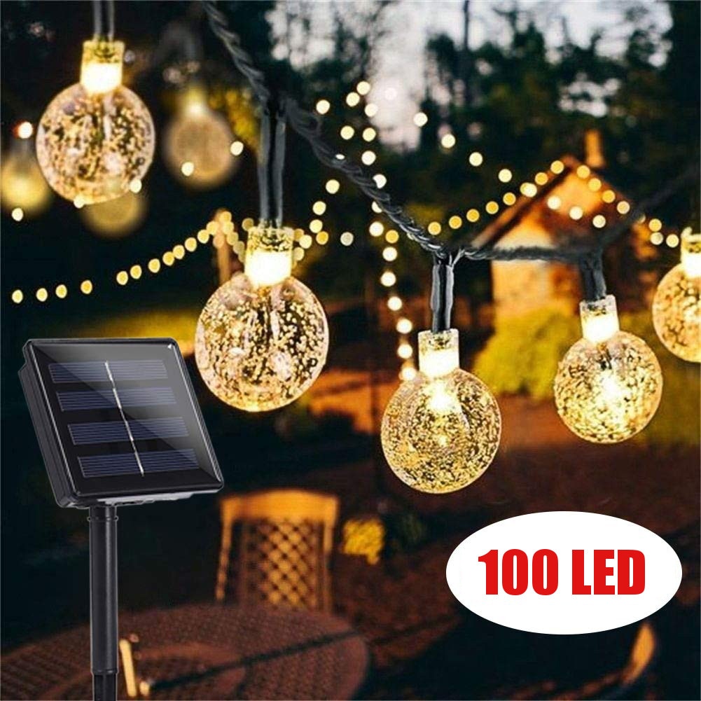12M 100 Led Crystal Ball Solar Waterdichte Outdoor String Lights Zonne-energie Globe Fairy String Lights Voor Kerstmis