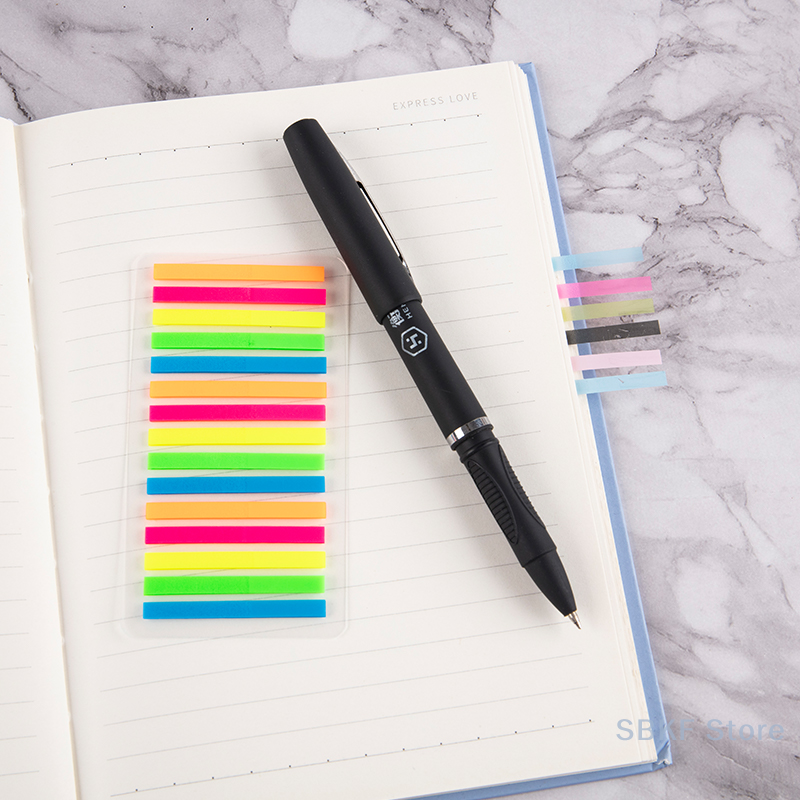 300 stuks beschrijfbare kleurstickers transparante fluorescerende strip indexsticker