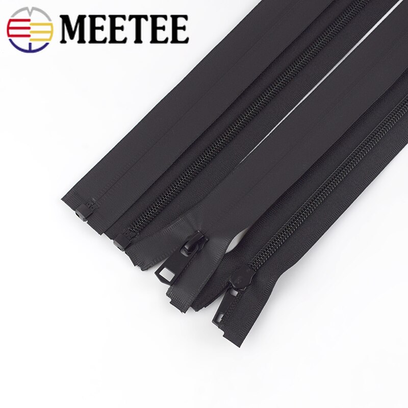 Meetee 2 kpl 50-150cm 5#  vedenpitävää vetoketjua musta nylon näkymätön avopää vetoketju yksi/kahdesti auki vetoketjut takin ompelutarvike