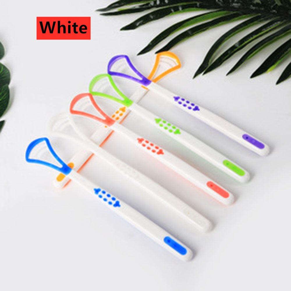 6 Colors Tongue Scraper Tongue Cleaner Handle Tongue brush Plastic Scraper Tounge Oral Mouth Hygiene Dental Care: White