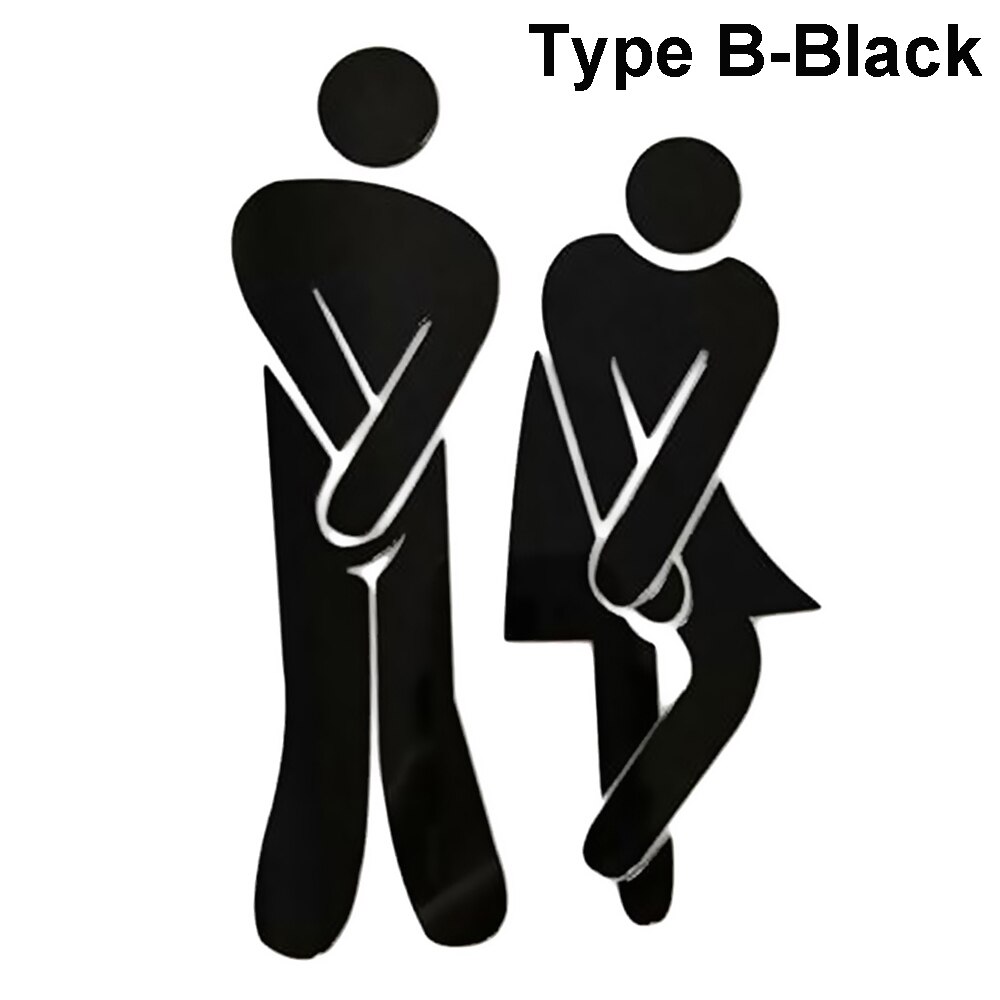 3D Vinyl Bad Spiegel Aufkleber Frau & Mann Wc Zeichen Spiegel Wand Aufkleber Home Hotel Waschraum Tür Zeichen Spiegel Aufkleber: black Type B