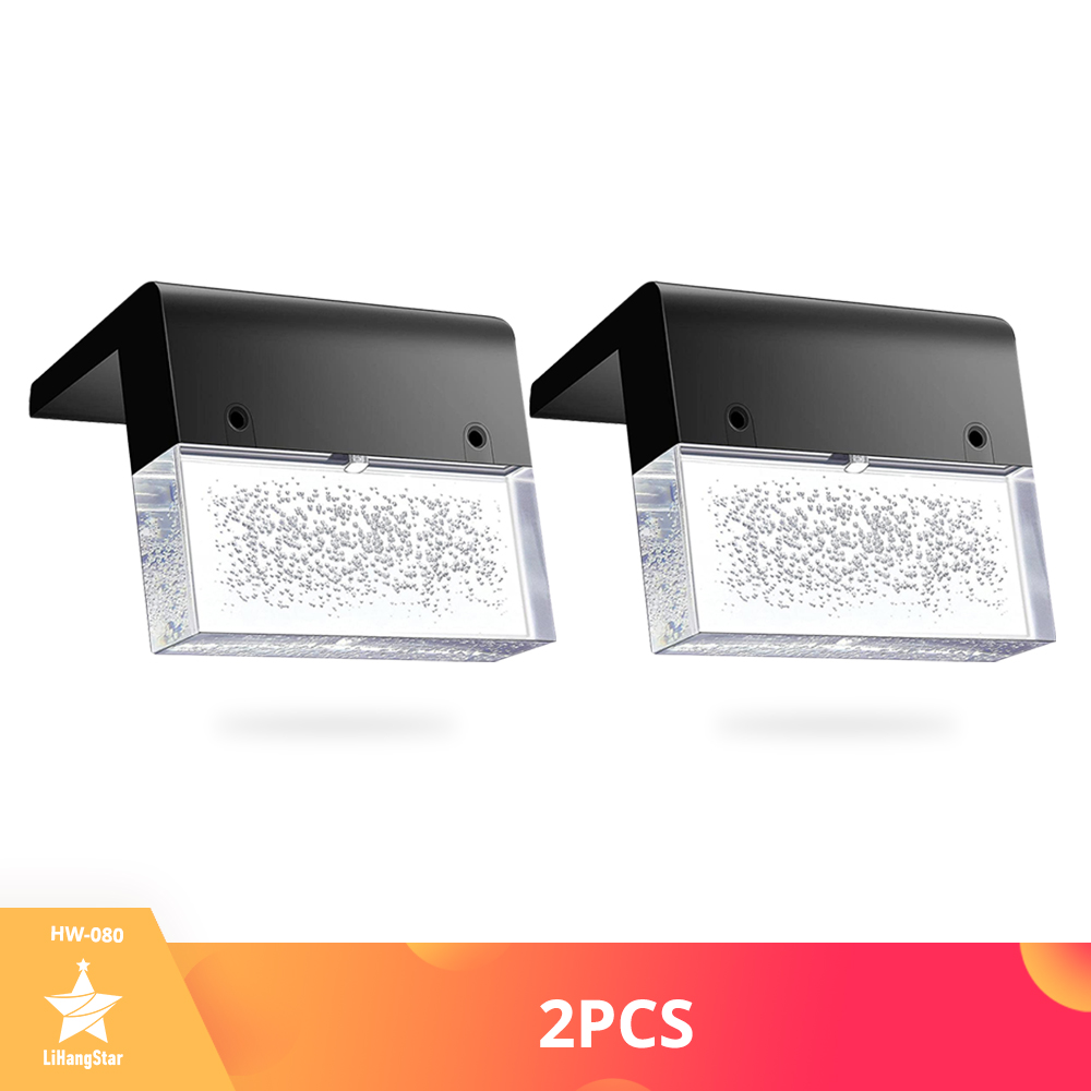 LED Solar Light Deck Light Outdoor Waterproof LED Fence Light for Steps, Courtyards, Railings, Walls, Warm White/color Change: 2PCS