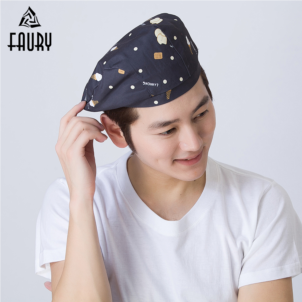 3 Colors Chef Waiter Food Service Hats Printed Plaid Caps Kitchen Cooking Restaurant Bakery Canteen Cafe Forward Cap
