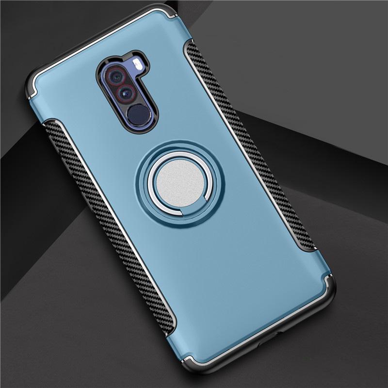 POCOPhone-funda protectora F1 con anillo magnético, funda a prueba de golpes de TPU + PC para Xiaomi POCO Phone F 1, funda para Pocophone F1: For Redmi Note 5 / Navy Blue