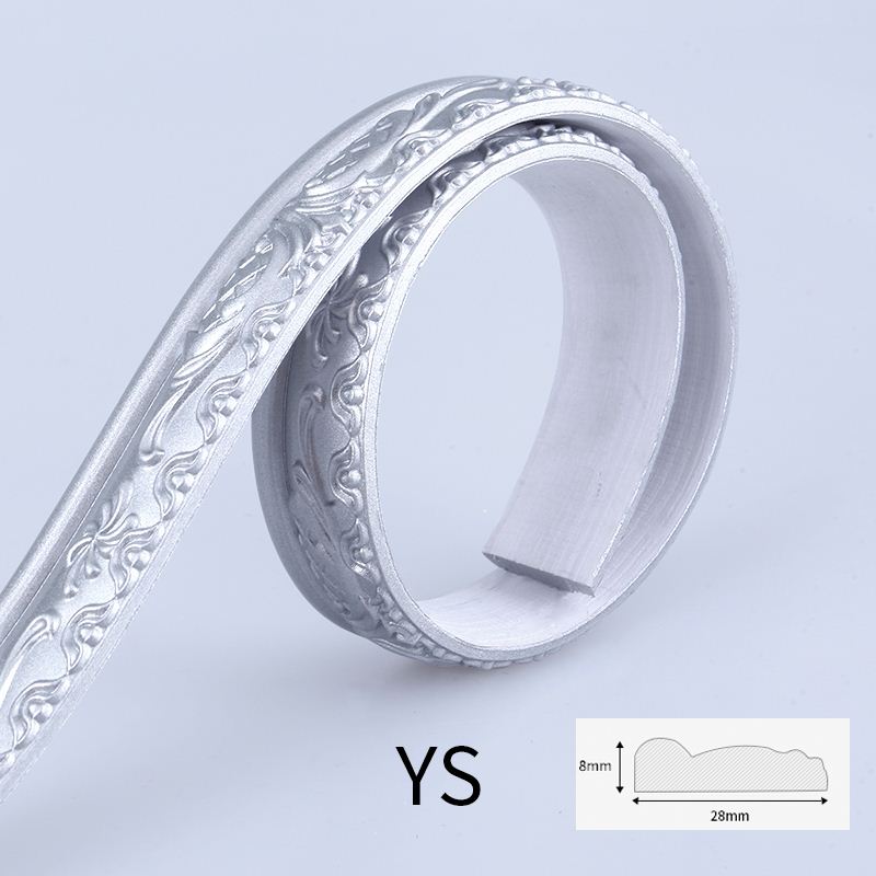 Plaster line living room background wall decorative border PVC line door frame line: Silver