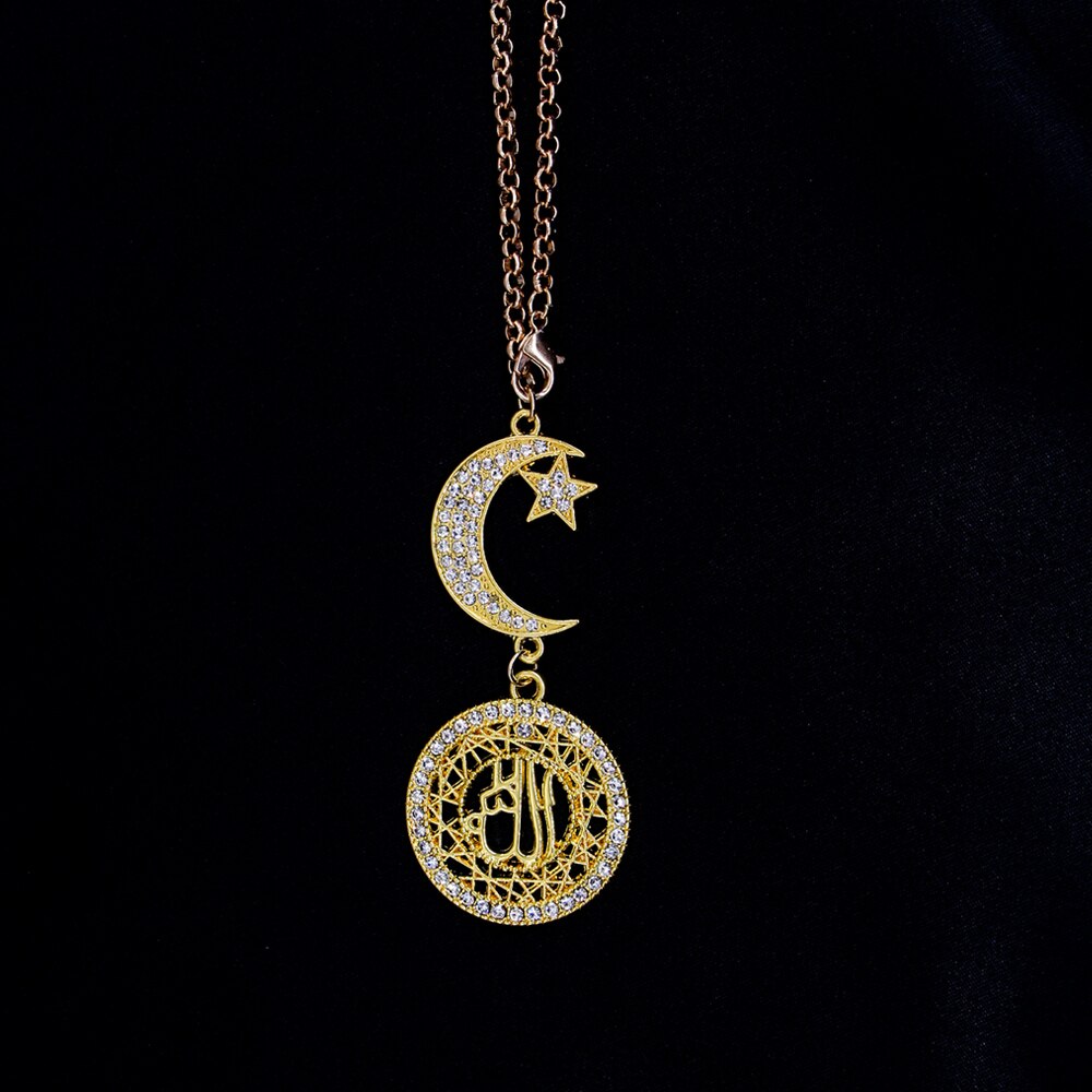 Coche colgante adornos colgando de la luna-Alá Auto Interior trasero espejo decoración pendientes Trim Auto ornamento colgante: gold