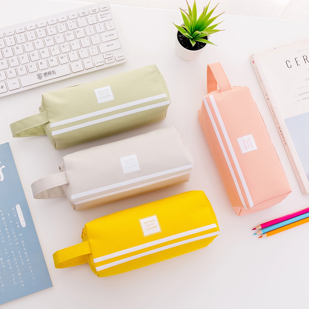 Double Layer Zipper Large Pencil Case Kawaii School Pencilcase Big Pen Box For Girls Cute Stationery Supplies Bag