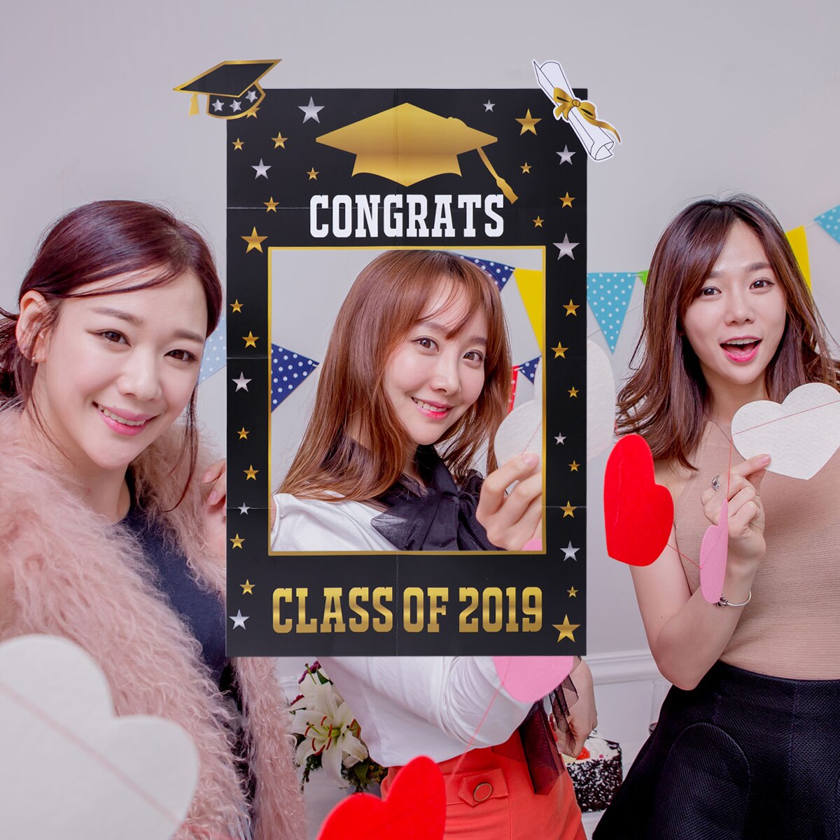 1pc Graduation Party Props Decorative Paper Photo Frames Picture Frames Graduation Photo Props for Graduation Masquerade Party