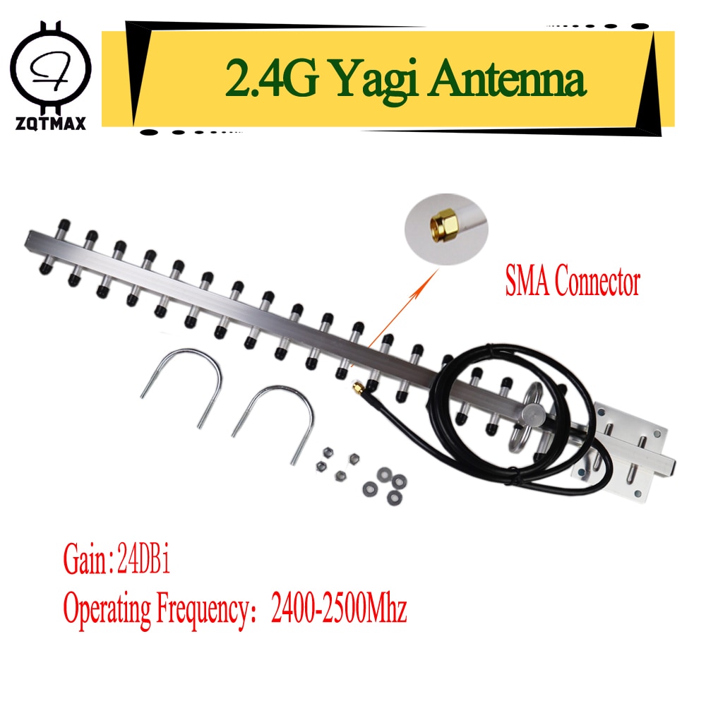 ZQTMAX 2.4GHz 24db Outdoor Yagi Antenna 2400-2500MHz For Mobile Signal Amplifier 4g repeater,High frequency band booster antenna