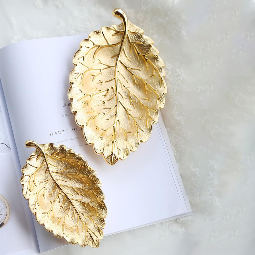 Assiettes à vaisselle en forme de feuilles en alliage de Zinc, casserole de stockage assiettes à fruits pour décoration de la maison bijoux bibelot outil de plateau de vanité