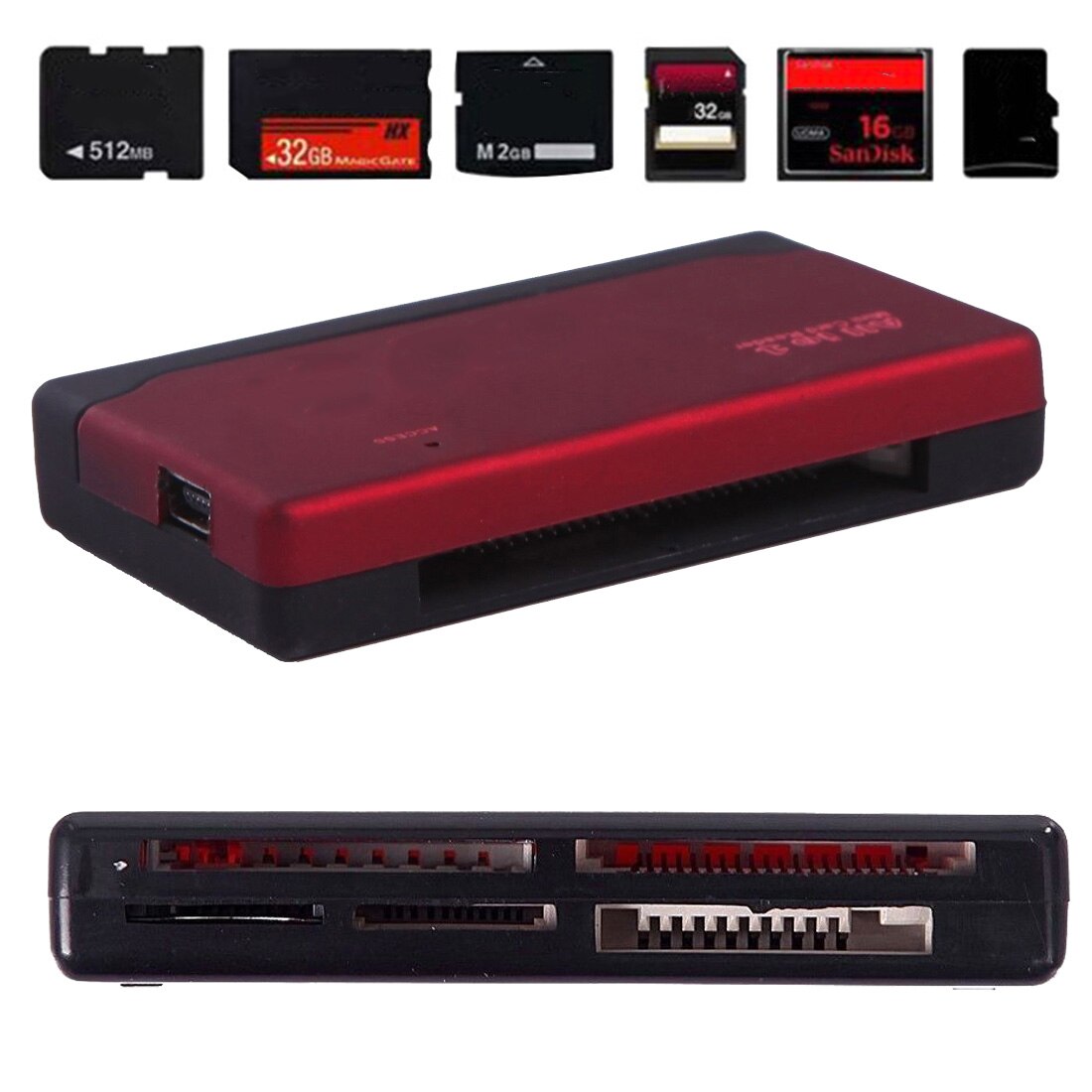 All in One Card Reader TF MS M2 XD CF Micro SD Carder Reader USB 2.0 480Mbps Card Reader Mini Memory Cardreader with Date Line