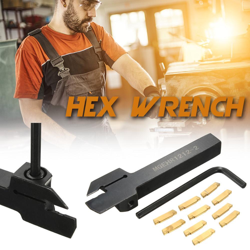 Digital Controlled Lathe Slotting Boring Cutter Holder 10PCS MGMN200-G Cemented Carbide Insert Blade+MGEHR1212-2