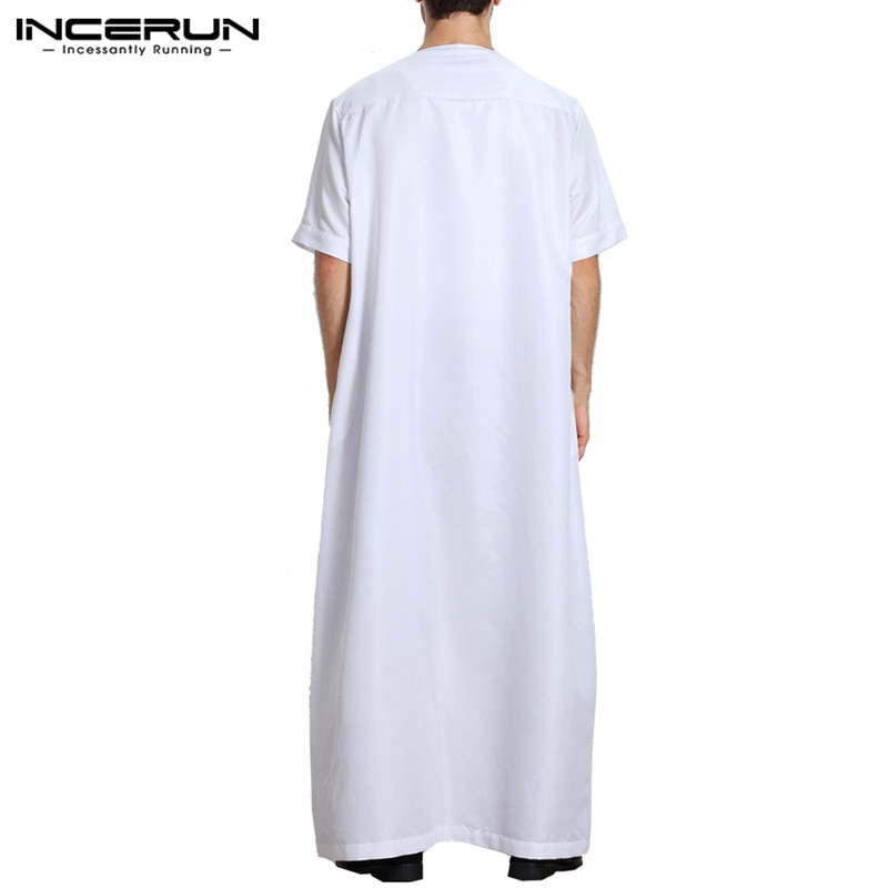Plus size 5xl muslimsk arabisk tøj dubai mænd kjole thobes kortærmet afslappet morgenkåbe mellemøsten mænd islamisk muslim kaftan incerun