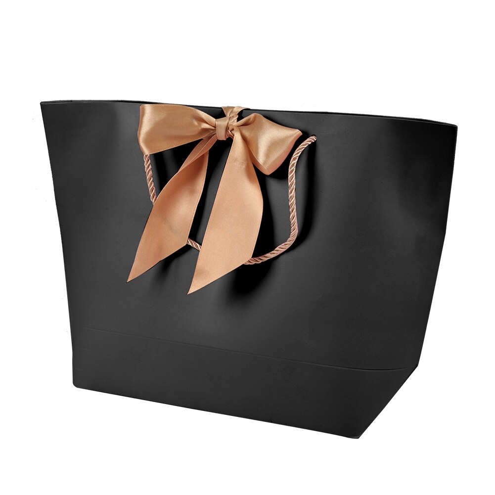 10 Stks/partij Bags Met Handvatten Multifunctionele High-End Black Paper Bags Recyclebaar Party Wedding Candy Cookies Bags