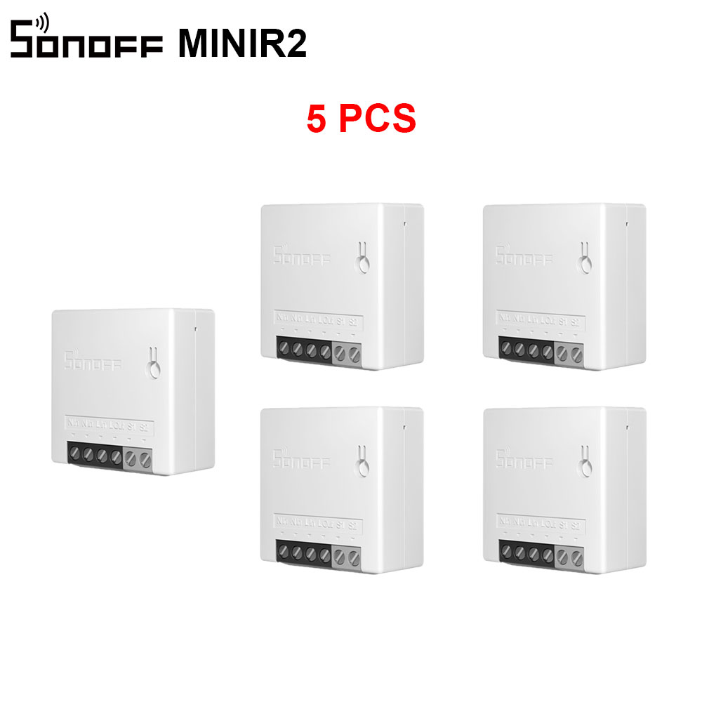 Itead SONOFF Mini Wifi Clever Relais 2 Weg Schalter Drahtlose e-WeLink APP Fernbedienung Licht Schalter 220V an aus Schalter: 5Stck MINIR2