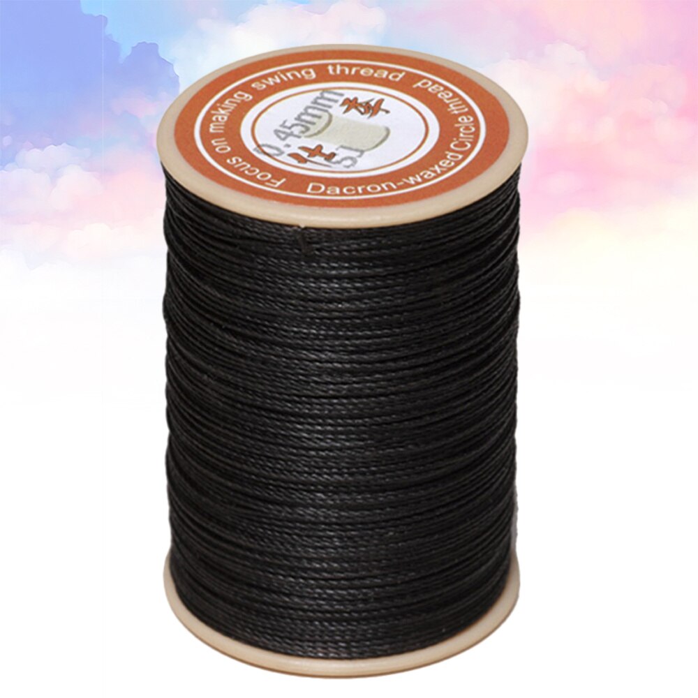 1PC 0.45mm Round Waxed Thread Leather Sewing Thread Hand Stitching Thread for Craft DIY (White): Black