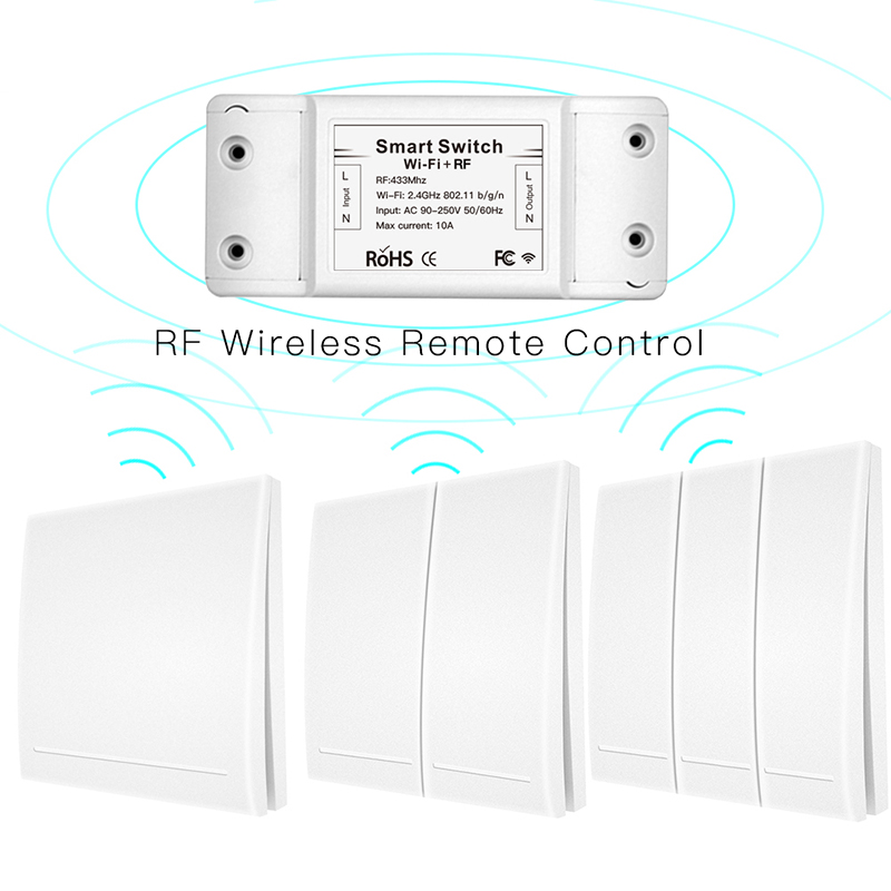 RF433 110V 220V Receiver WiFi RF Wireless Remote Voice Control Switch Smart Life Tuya APP Works For Alexa Google Home no battery