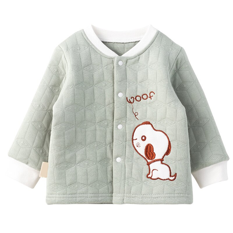 Automne sous-vêtements pour tout-petits garçons vêtements thermiques pour enfants bébé mince coton cardigan épaississement avec 0-3 mois bébé fille vêtements: green / 100cm