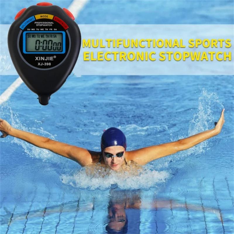 Digital Sport Stopwatch Timers Handheld Waterproof Chronograph Stopwatch LCD Timer Counter With Strap Kitchen Timer