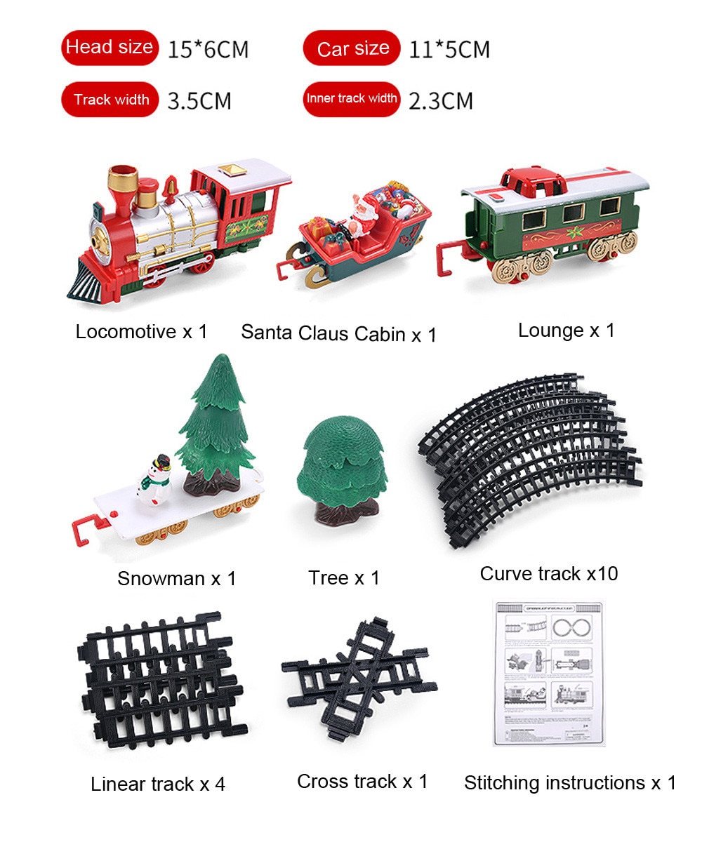 Train Set with Lights and Sounds Christmas Train Set Railway Tracks Battery Operated Xmas Train Model Toys For Kids