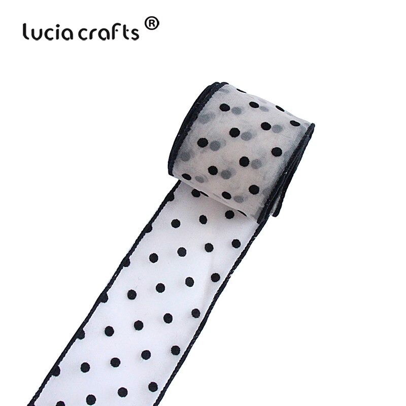 Lucia Ambachten 2Yards 45Mm Dot Gedrukt Organza Kant Lint Diy Craft Voor Verpakking Boog Kledingstuk Naaien Accessoire P0615: Color 4