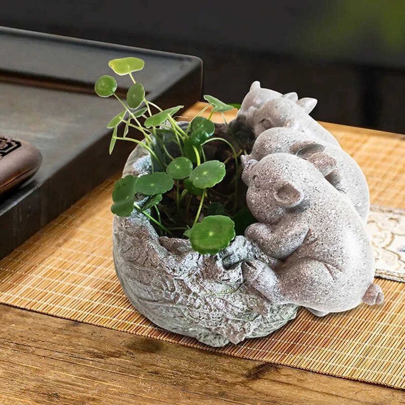 Neue GrüNe Rettich Hydrokultur Sukkulente Blume Topf Kreative Ebene Blumentopf Zimmer Blumen Heimat Dekorationen Nette Schwein Vase Ornamente