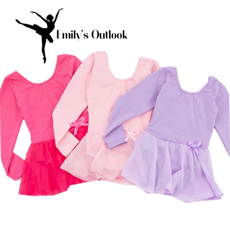 Mädchen Ballett Trikot freundlicher Langarm tanzen Kleid Mit Ballettröckchen Felsen Gymnastik Klassische Einteiliges Ballerina Outfit