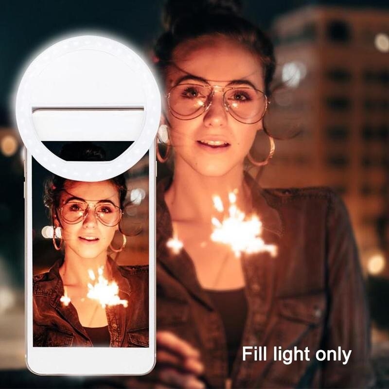 USB carga Selfie Flash portátil LED cámara de teléfono anillo de luz para fotografía Selfie luz de la noche Luz de vídeo para teléfono móvil