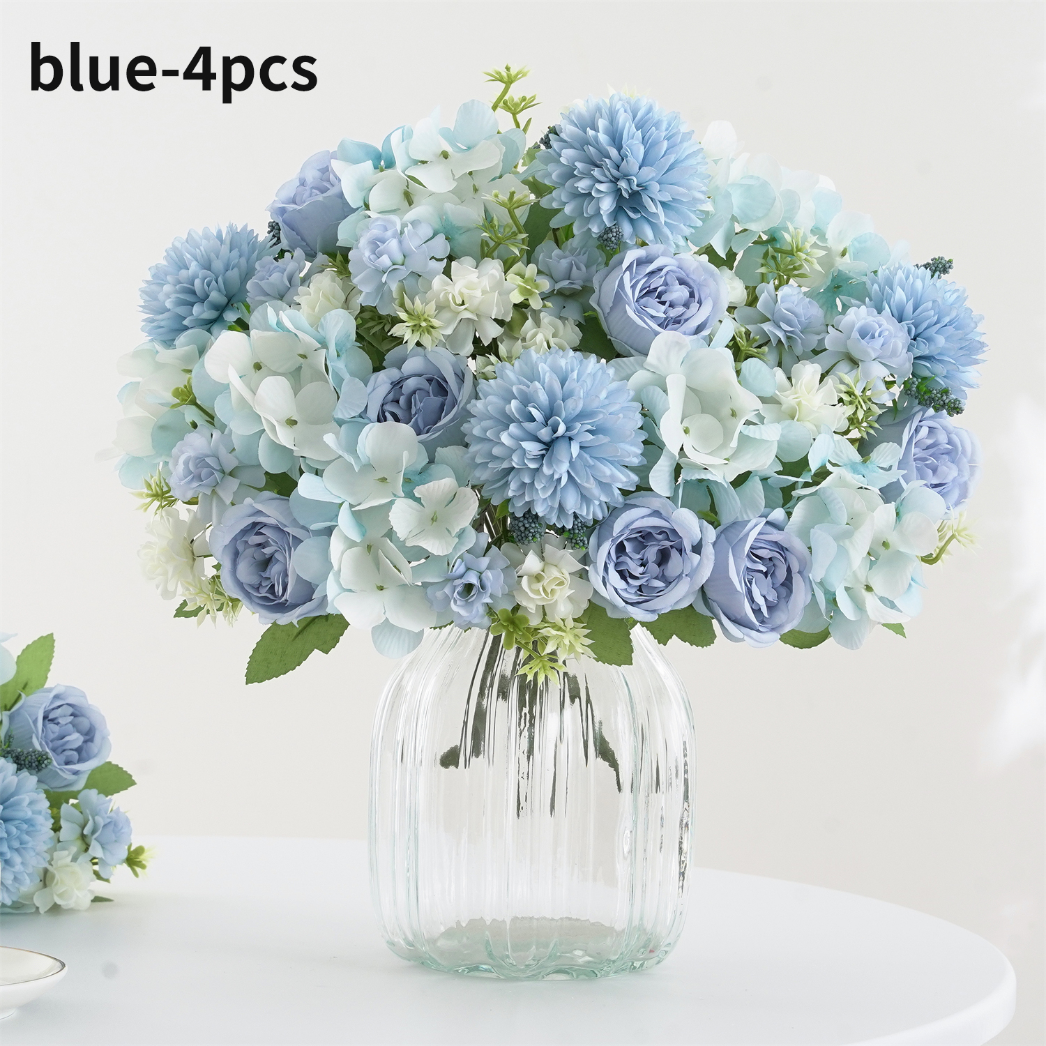 Ramo de flores artificiales realista de 1/4 Uds., ramos reutilizables de hortensias y crisantemos de peonía sintética con tallo, decoración para la habitación del hogar