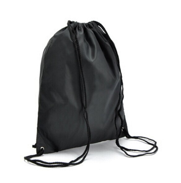 Mochila escolar deportiva Unisex para adultos y mujeres, bolsa con cordón sólido reutilizable, ligera: Negro