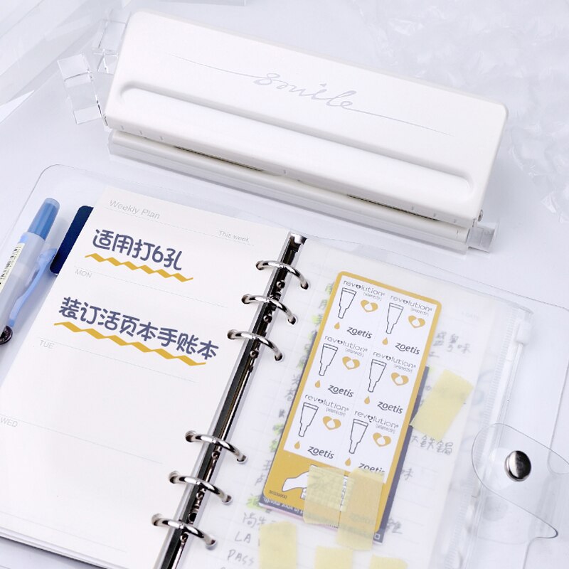 6 Hole Punch Loose-Leaf Standard Puncher Paper Adjustable Stapler Home Office Binding Supplies Student Stationery Equipment