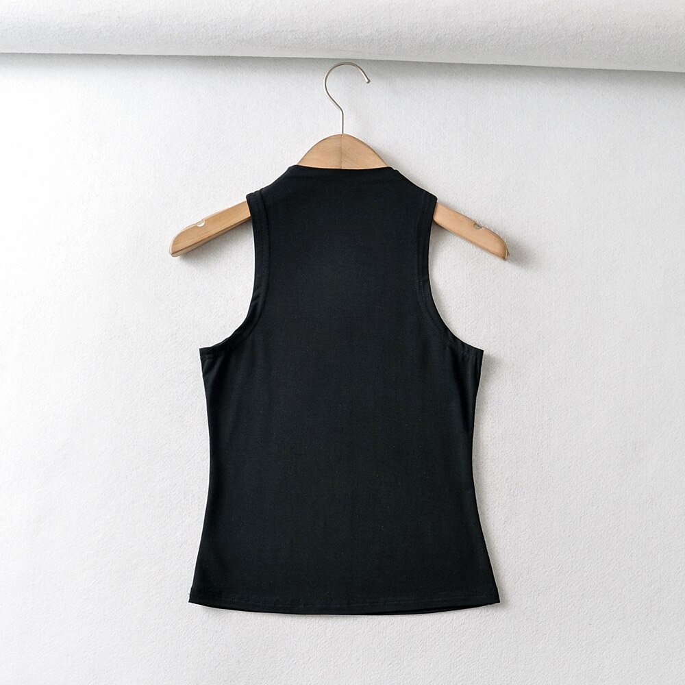 Bradely Michelle Zomer Aankomst Vrouwen Effen Kleur Causale Sexy Croped-Top Mouwloze Tank Streetwear: S / Black