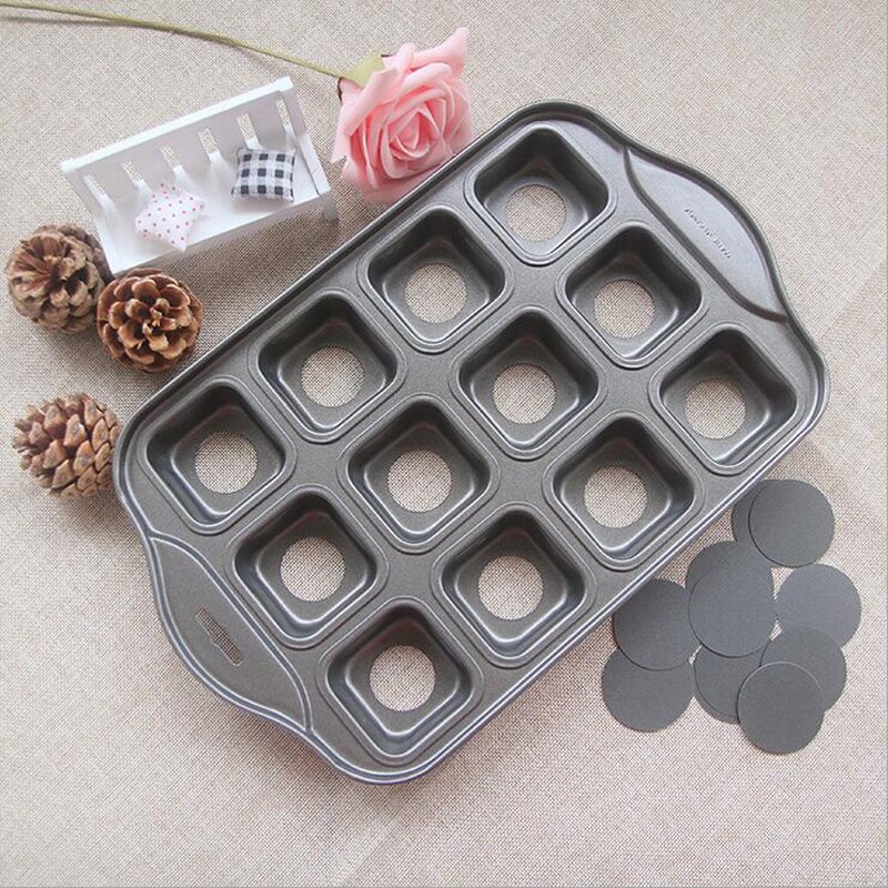 Carbon Steel 12 Cavity Baking Pan Non-stick Square Mold Cake Cupcake Muffin Bread Tray Biscuit Cookie Dish Baking Pastry Tools